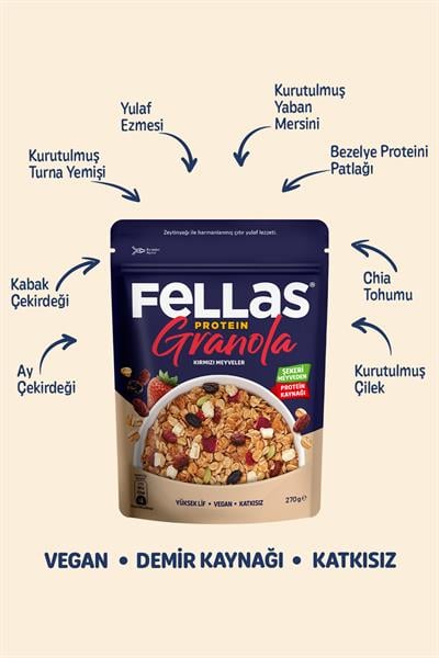 Fellas Protein Granola - Kırmızı Meyveler 270g