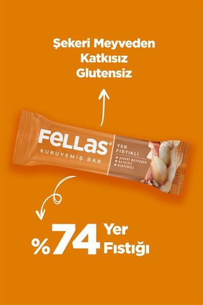 Fellas Yer Fıstıklı Kuruyemiş Bar 30g x12 Adet