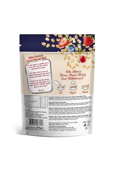 Glutensiz Müsli 2li - Kırmızı Meyveli 270g + Karışık Kuruyemişli 270g