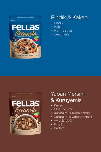 Granola 2li - Yaban Mersini & Kuruyemişli 200g + Fındık & Kakaolu 200g