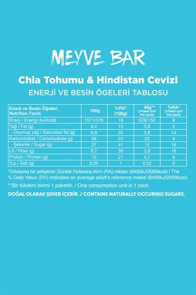 Meyve Bar 40g Süper İkili Kutu 24 Adet - Hind.cevizi & Chiax12 Adet+Karışık Kuruyemis x 12 Adet
