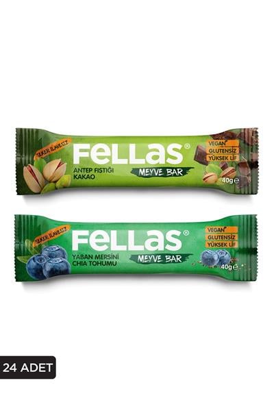 Meyve Bar 40g Süper İkili Kutu 24 Adet - Antep Fıstıklı x 12 Adet + Yaban Mersini x 12 Adet