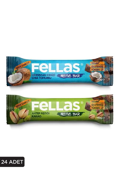 Meyve Bar 40g Süper İkili Kutu 24 Adet - Antep Fıstıklı x 12 Adet + Hindistan Cevizli x 12 Adet