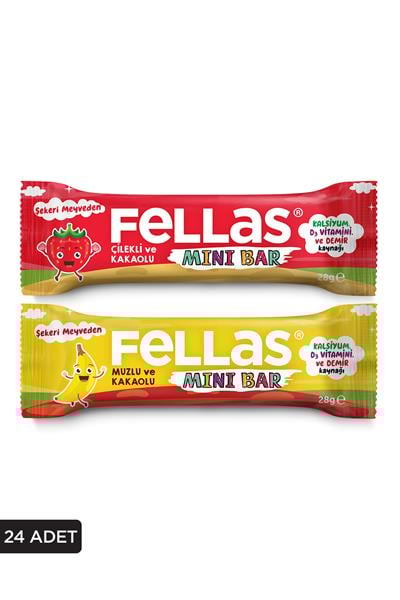 Mini Meyve Bar 28g Süper İkili Kutu 24 Adet - Muzlu x 12 Adet + Çilekli x 12 Adet