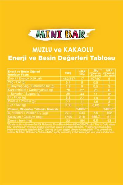 Mini Meyve Bar 28g Süper İkili Kutu 24 Adet - Muzlu x 12 Adet + Çilekli x 12 Adet
