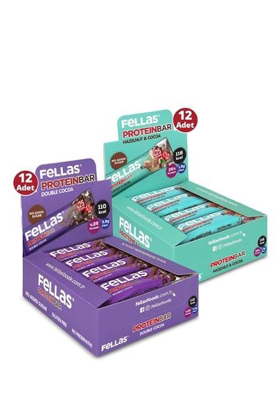 Protein Bar 32g Süper İkili Kutu 24 Adet - Duble Kakaolu x 12 Adet + Fındıklı x 12 Adet
