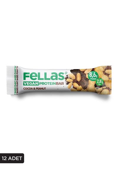 Vegan Protein Bar -  Yer Fıstığı ve Kakaolu 40g x 12 Adet