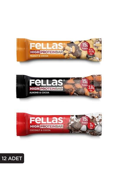 Yüksek Protein Bar 45g Karma Kutu 12 Adet (3 Çeşit)