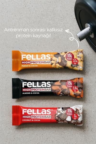 Yüksek Protein Bar 45g Karma Kutu 12 Adet (3 Çeşit)
