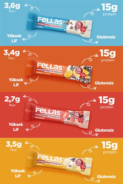 Yüksek Protein Bar 45g Karma Kutu 12 Adet (4 Çeşit)