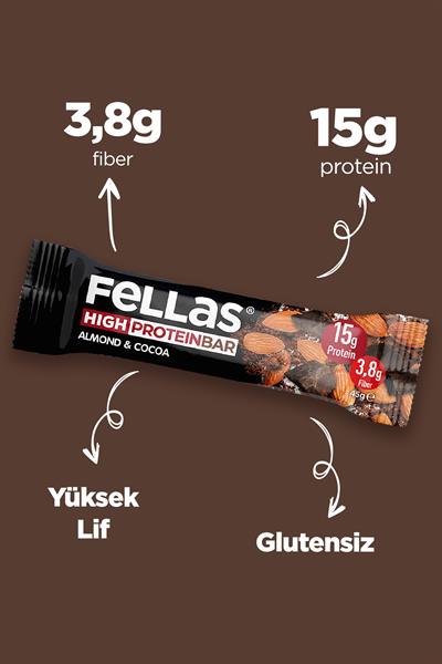 Yüksek Protein Bar - Bademli ve Kakaolu 45g x 12 Adet
