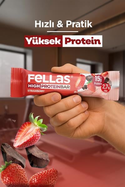 Yüksek Protein Bar - Çilekli 45g  x 12 Adet