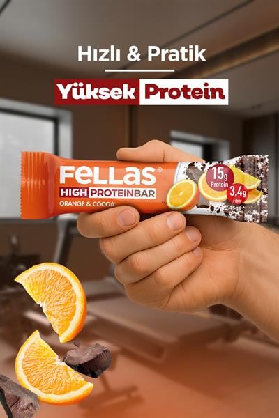 Yüksek Protein Bar - Portakal & Kakao 45g  x 12 Adet