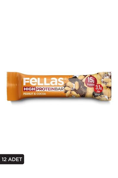 Yüksek Protein Bar - Yer Fıstıklı ve Kakaolu 45g x 12 Adet
