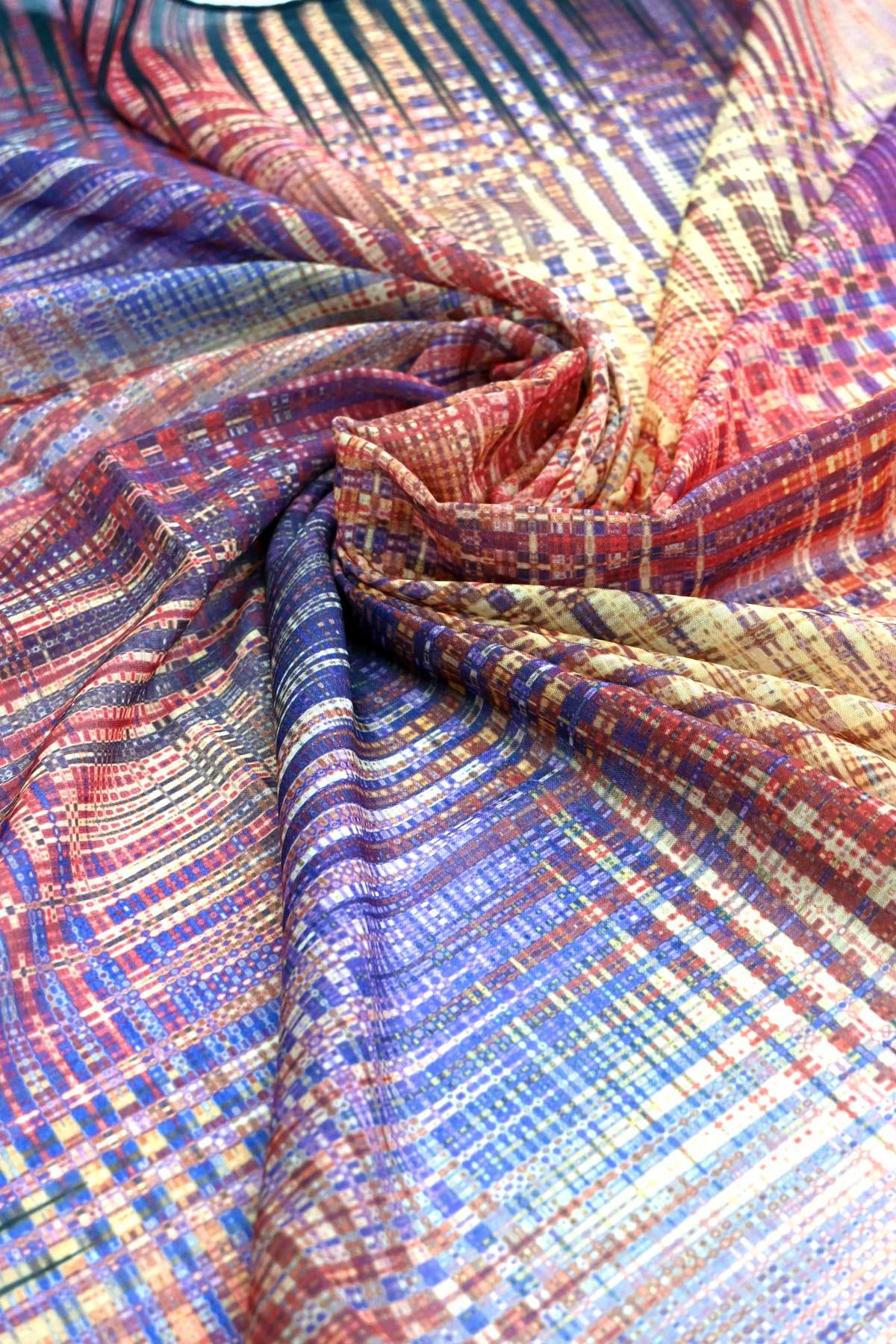 LTT Soft Kesik Elyaf Dijital Baskı Dalga Eşarp