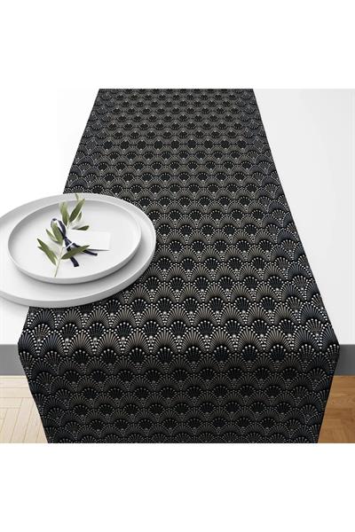 Su Damlası Desen Tasarımlı Saten Dijital Baskılı Runner