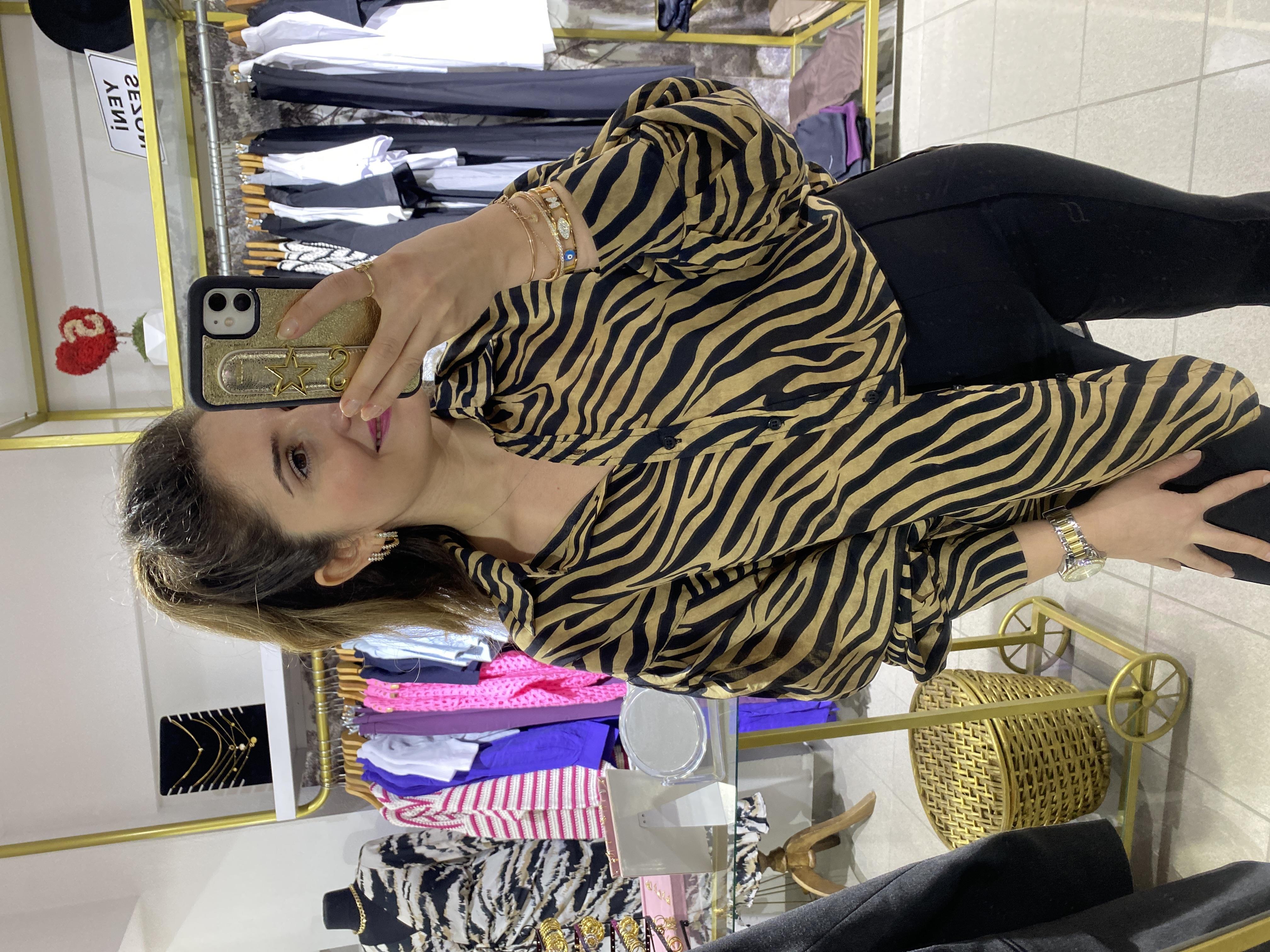 ZEBRA DESEN OVERSİZE GÖMLEK