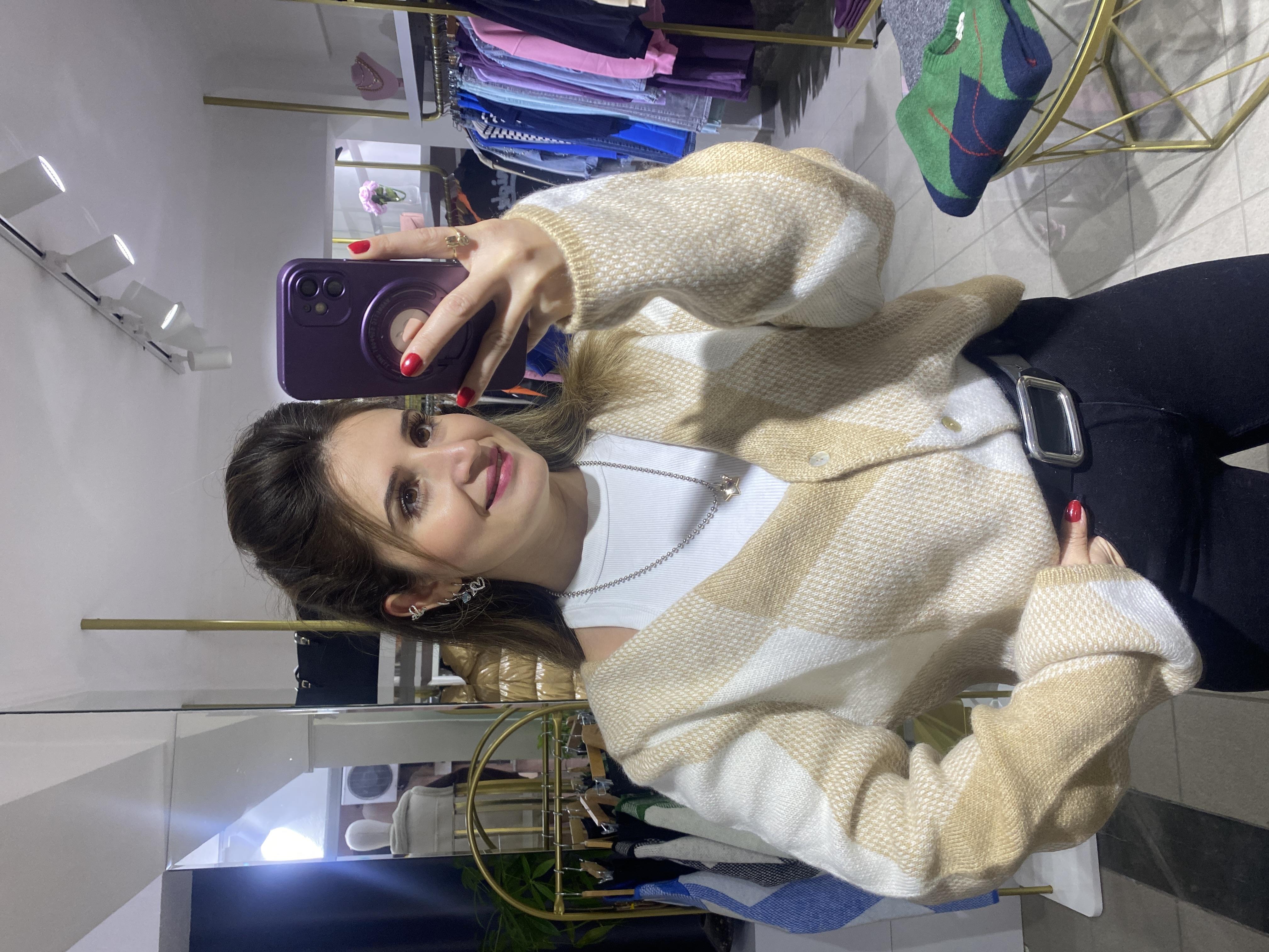 BAKLAVA DESENLİ HIRKA CAMEL