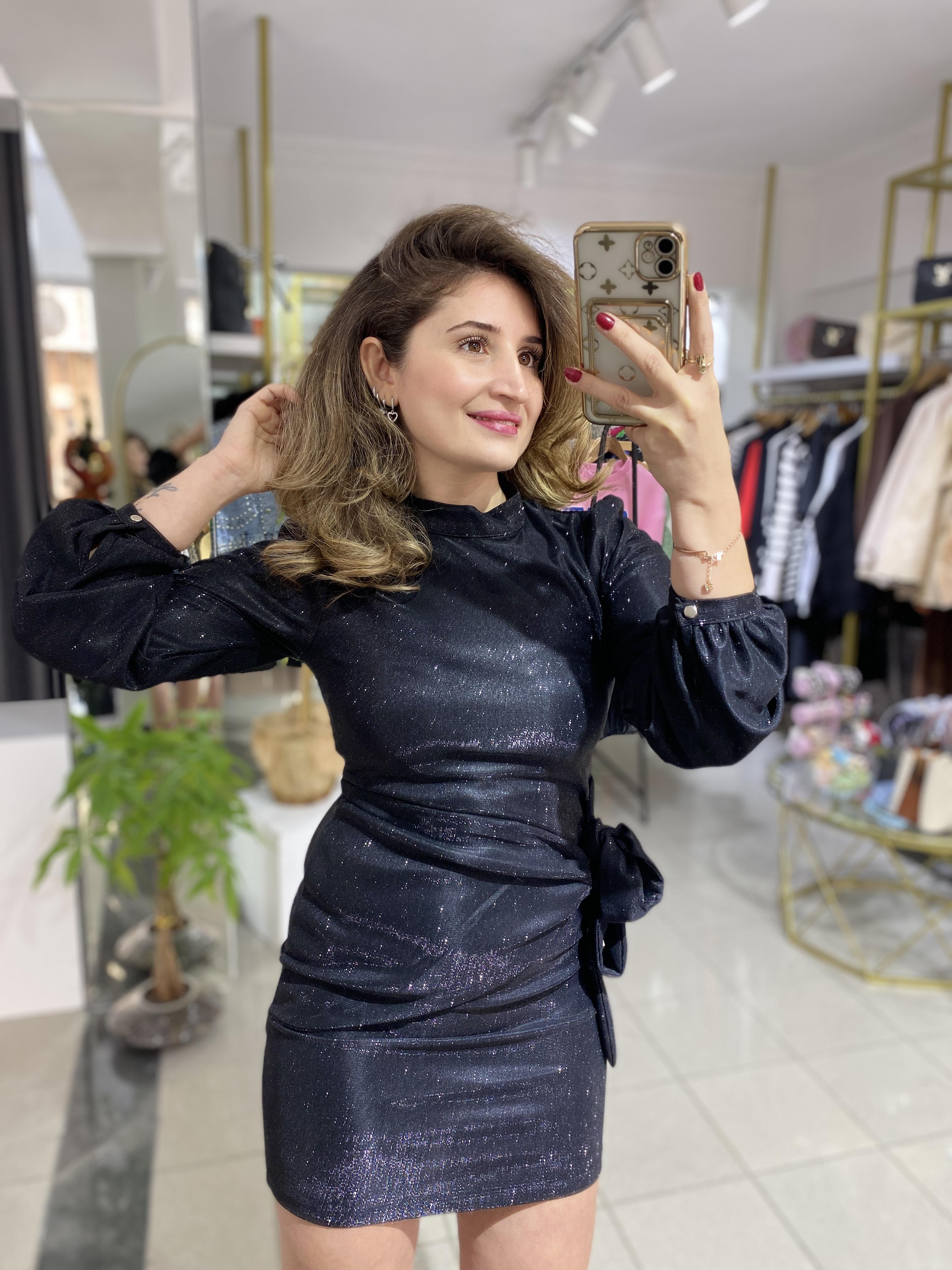KENDİNDEN KEMERLİ ELBİSE