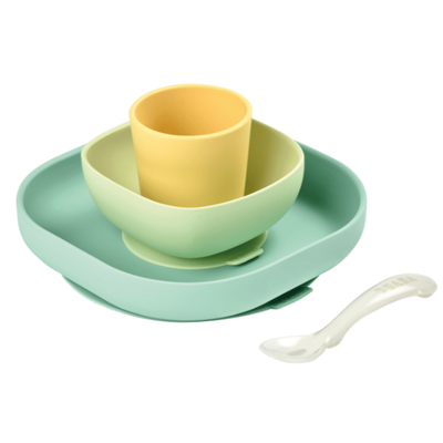 BEABA 4 Piece Silicone Feeding Set - Yellow
