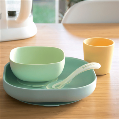 BEABA 4 Piece Silicone Feeding Set - Yellow