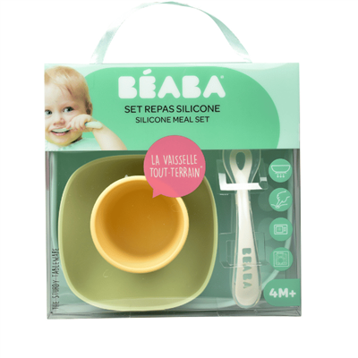 BEABA 4 Piece Silicone Feeding Set - Yellow