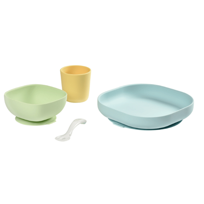 BEABA 4 Piece Silicone Feeding Set - Yellow