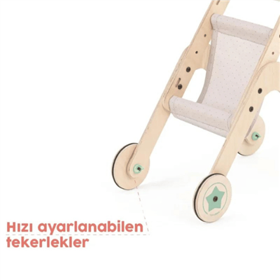 Mamatoyz Ahşap Oyuncak Bebek Arabası