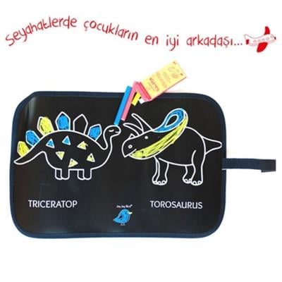 Tozsuz Tebeşirli Mini Karalama Matı - Dinozorlu
