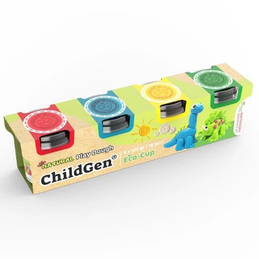 ChildGen Standart Oyun Hamuru Seti 4'lü 125gr- Dinozor