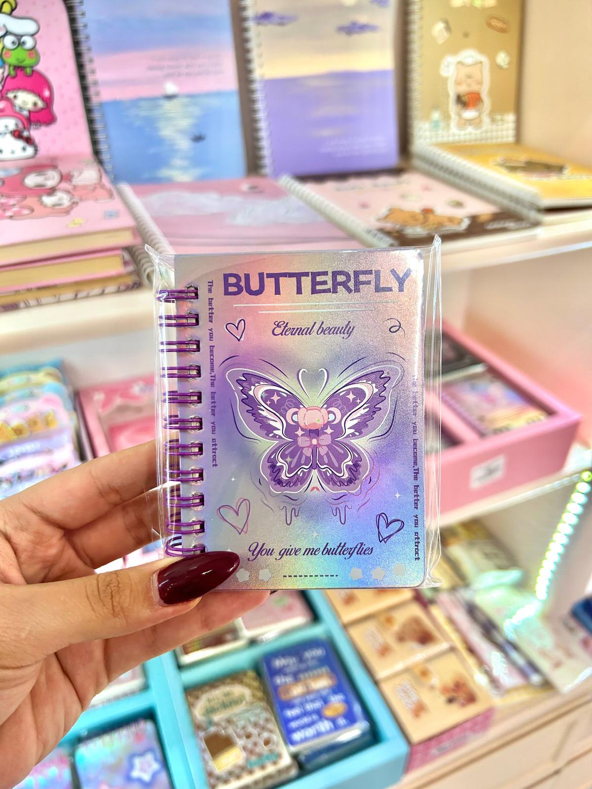 Butterfly Hologram Mor Not Defteri