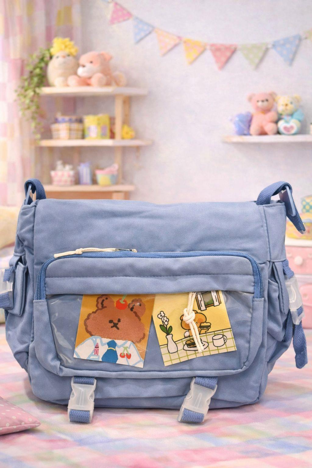 Kawaii Fotoğraf Cepli Omuz Çantası