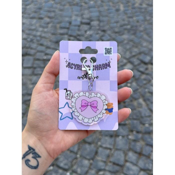 Ribbon Heart Akrilik Charm