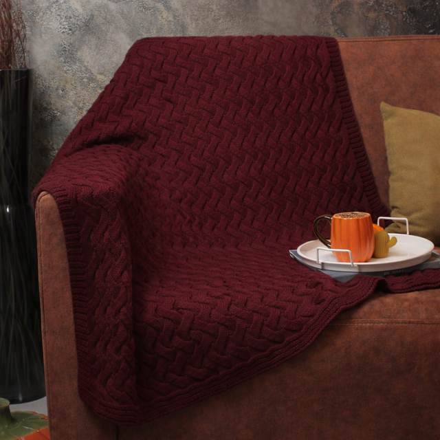 RTD&VLD Vita-183 Petek Desen Triko Battaniye Koltuk Şalı Bordo