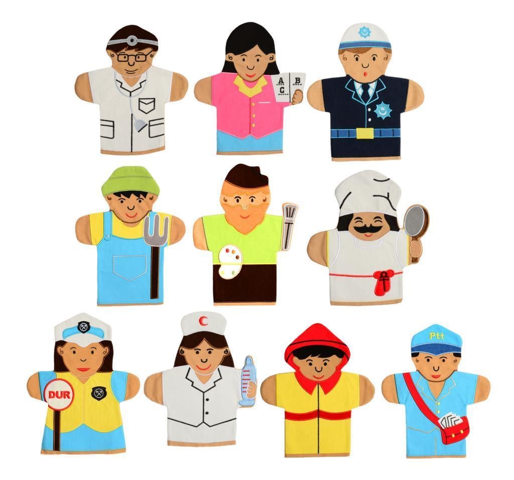 El KuklalarıMeslekler Kukla Seti 10'lu