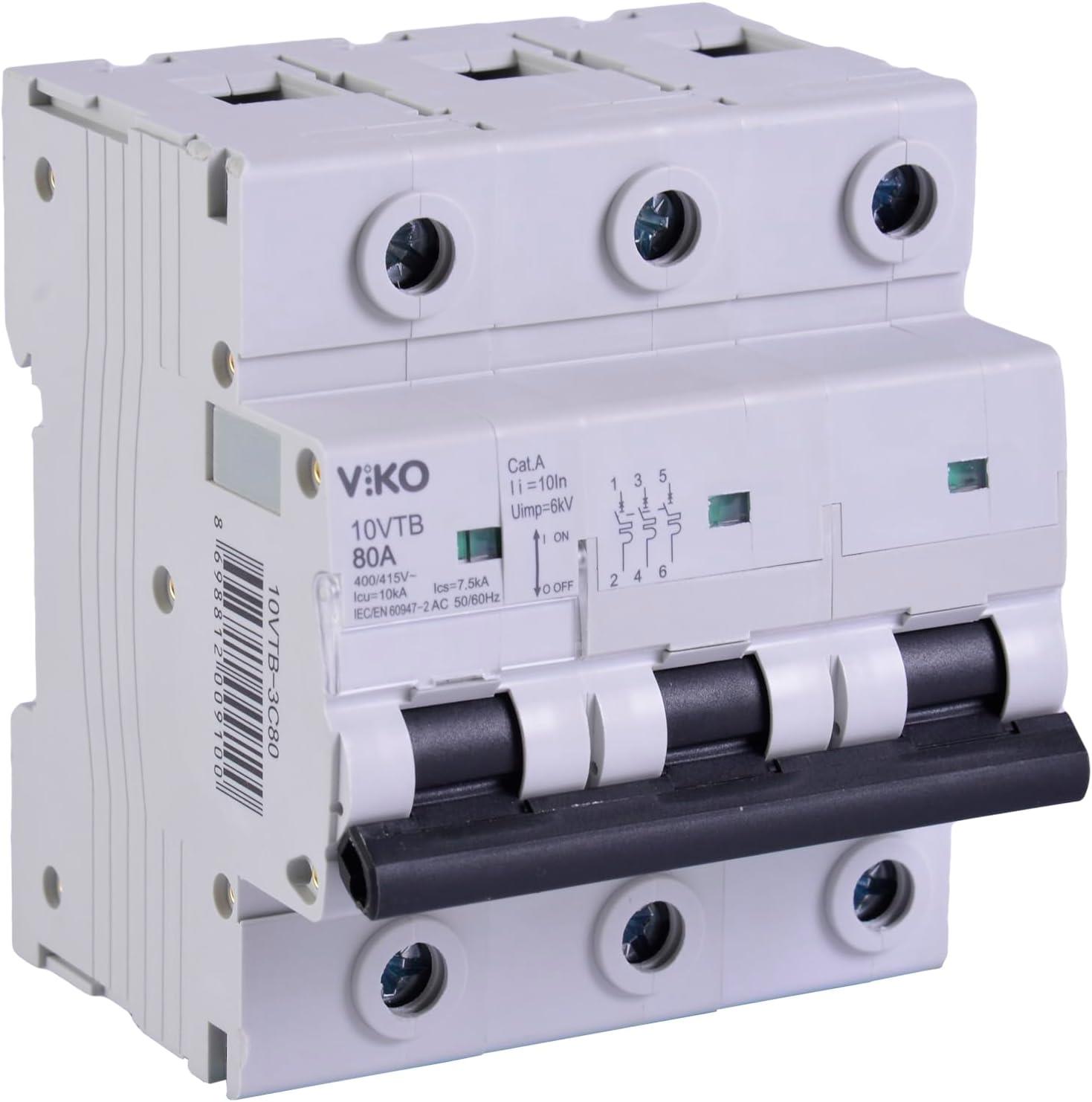 Viko 10VTB-3C80 Otomatik Sigorta 10kA C Tipi 3 Kutup 80A