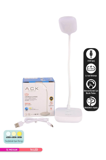 ACK AF11-10017 3W 2 RENKLİ DOKUNMATİK ŞARJ EDİLEBİLİR 250LM MASA LAMBASI