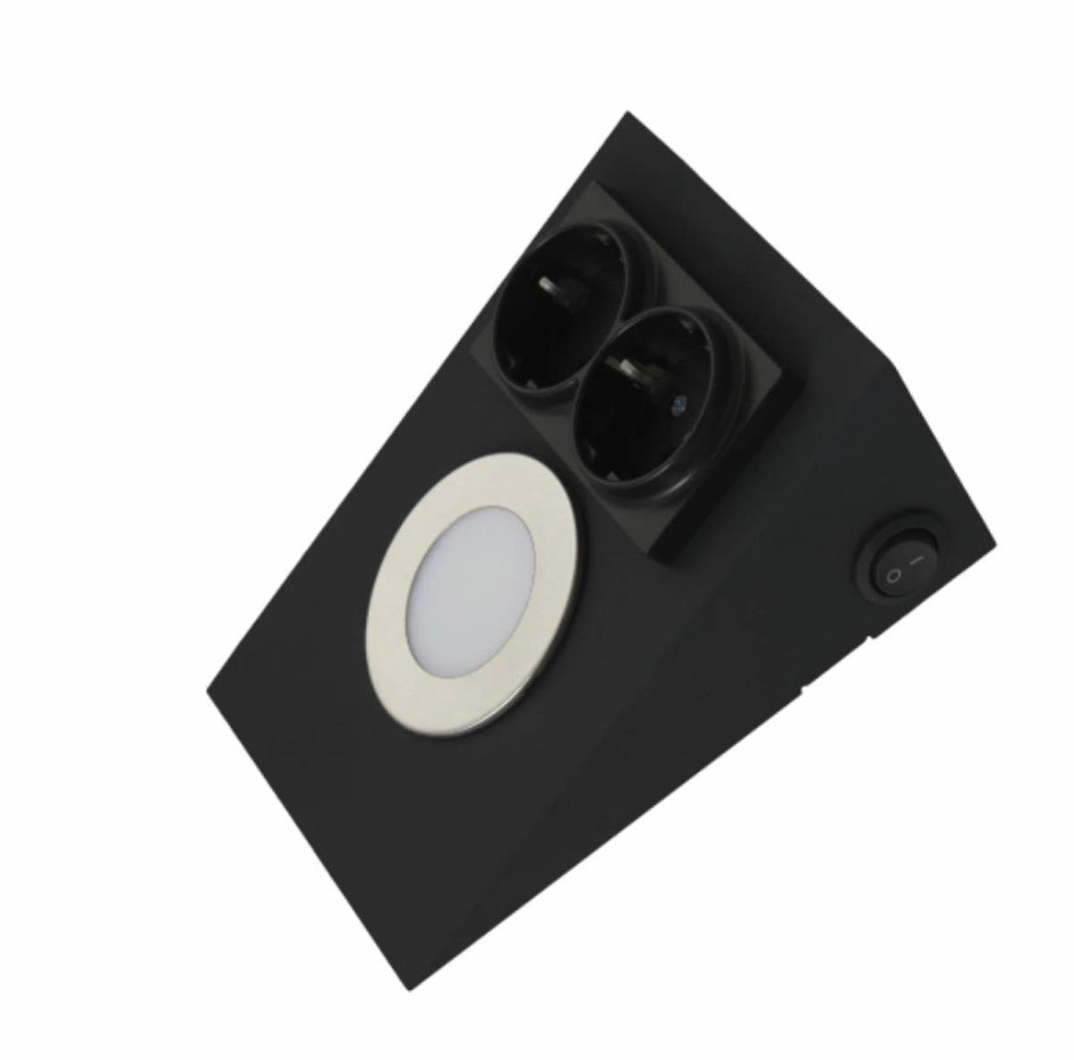 ACK AH11-00231 6500K Beyaz Işık 2.5W Siyah Kasa Ledli Prizli Tezgah Altı Armatür 