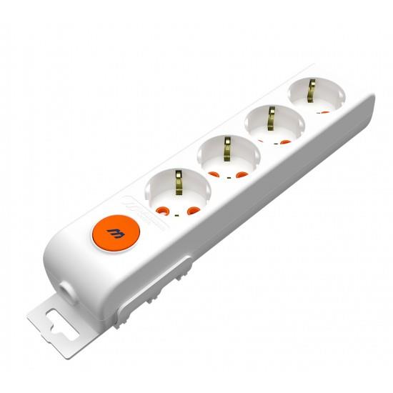 MUTLUSAN Rİ-TECH 4'lü ANAHTARLI TOPRAKLI GRUP PRİZ ÇOCUK KORUMALI KLEMENSLİ 001 175 420001 00 00