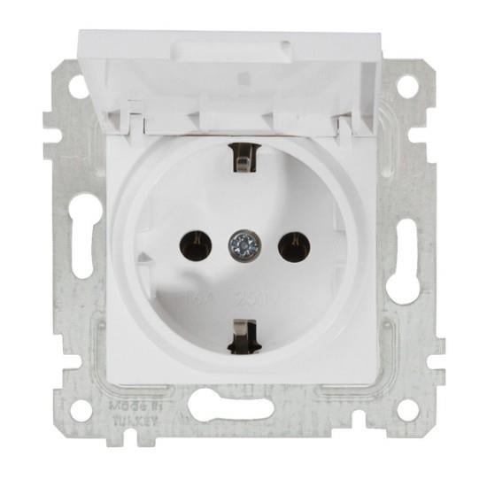 MUTLUSAN RİTA BEYAZ MEKANİZMA + TUŞ KAPAKLI TOPRAKLI PRİZ 2200 610 0201
