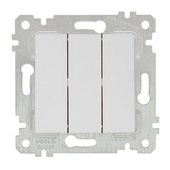 MUTLUSAN RİTA BEYAZ MEKANİZMA + TUŞ ÜÇLÜ ANAHTAR (VİDALI) 2200 409 0201