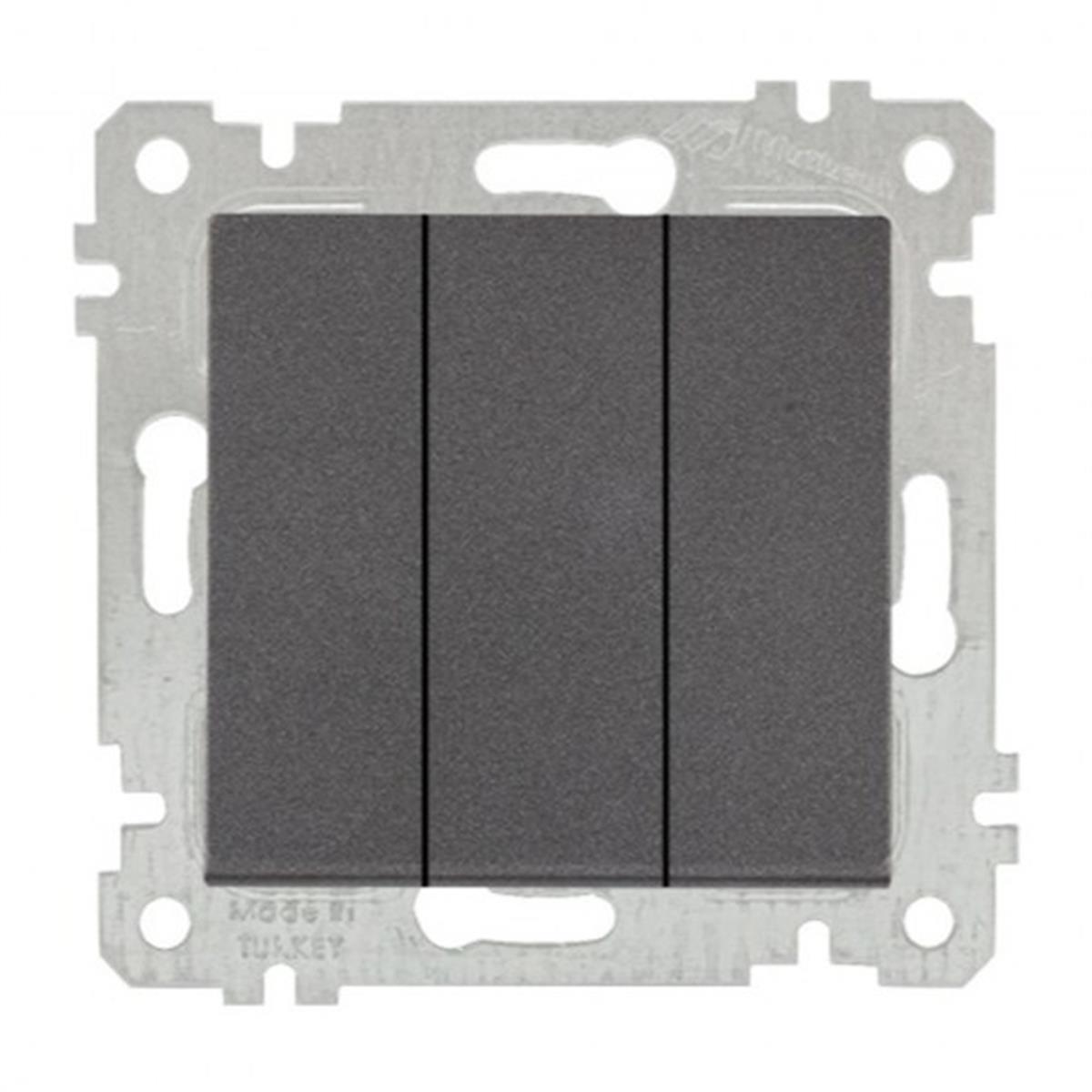 MUTLUSAN RİTA FÜME MEKANİZMA + TUŞ ÜÇLÜ ANAHTAR (VİDALI) 2200 409 0295