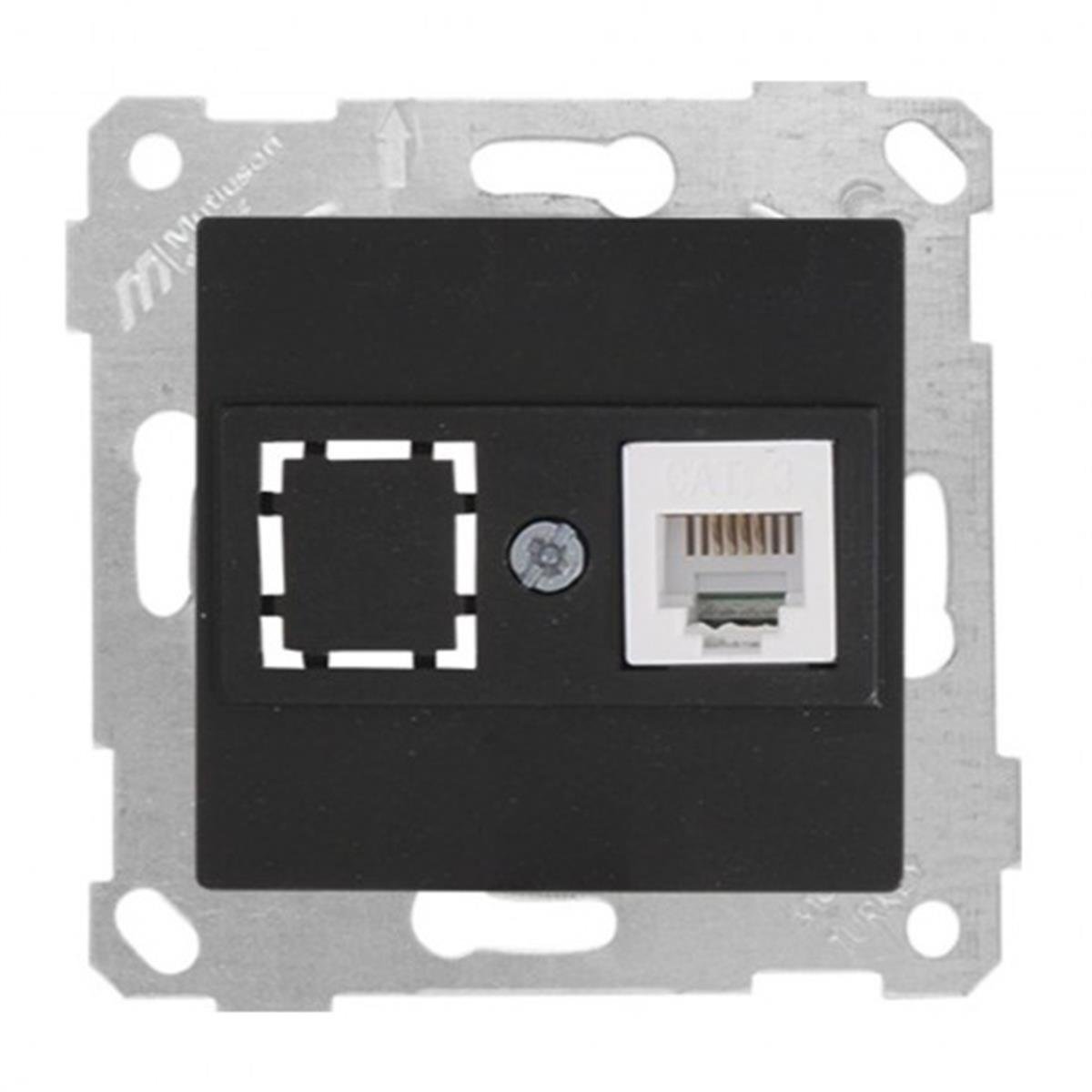 MUTLUSAN RİTA SİYAH MEKANİZMA + TUŞ TELEFON PRİZİ 1XRJ12 (CAT3) 2200 125 0184