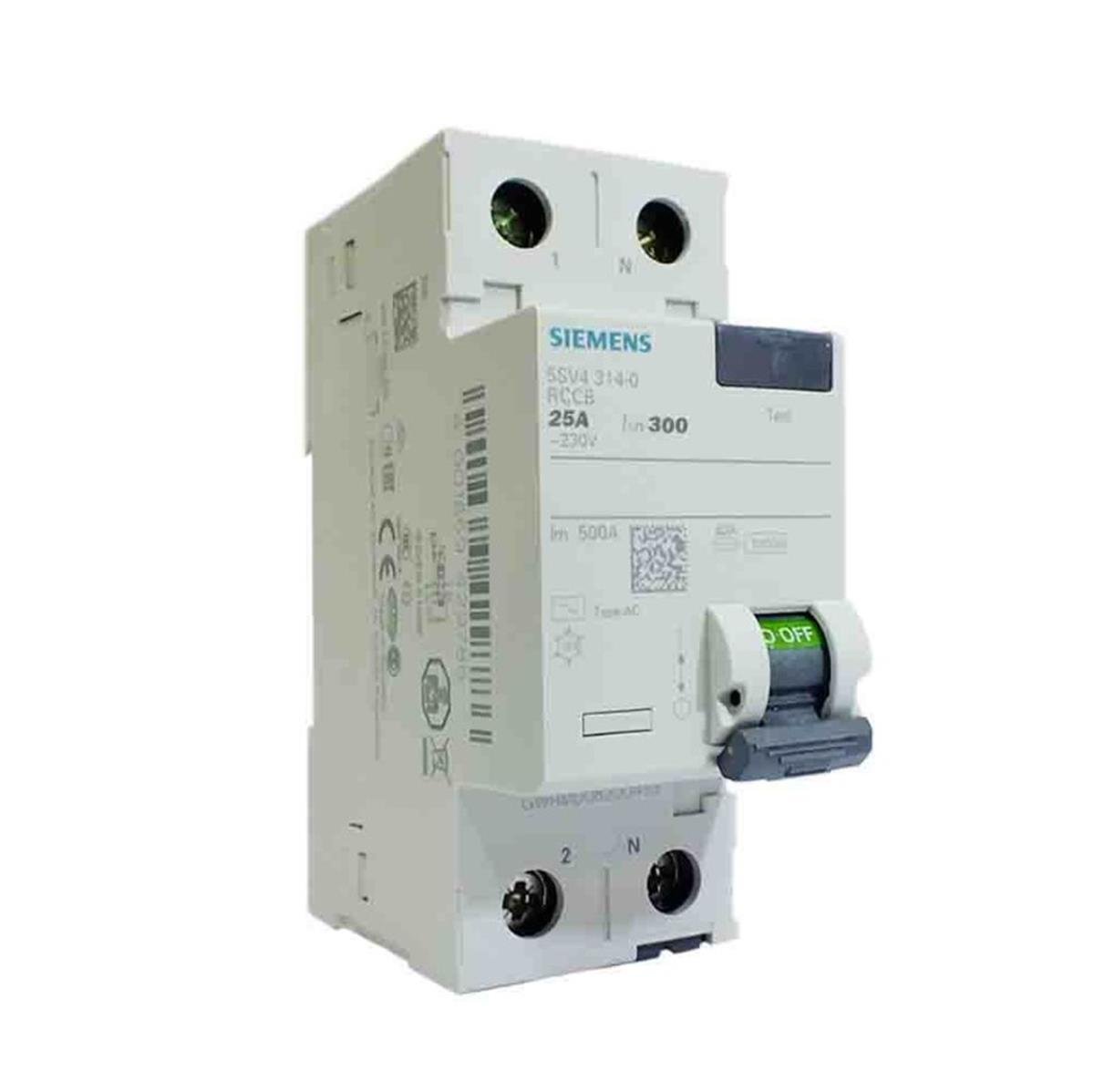 SIEMENS 2X25A 300MA MONOFAZE KAÇAK AKIM RÖLESİ 5SV5612-6