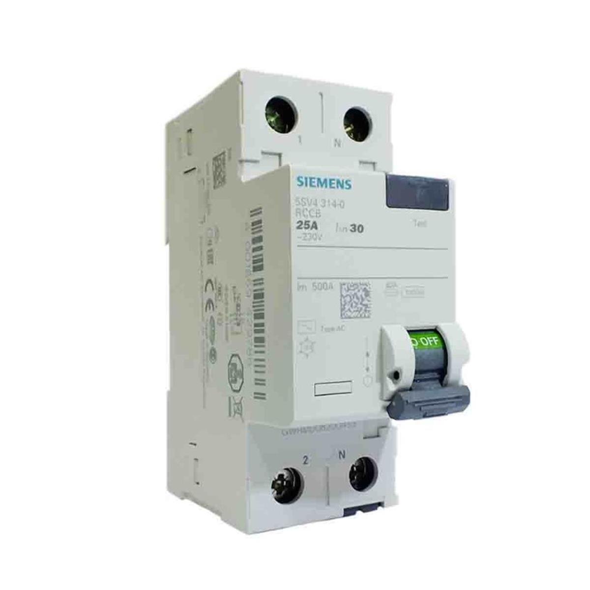 SIEMENS 2X25A 30MA MONOFAZE KAÇAK AKIM RÖLESİ 5SV5312-6