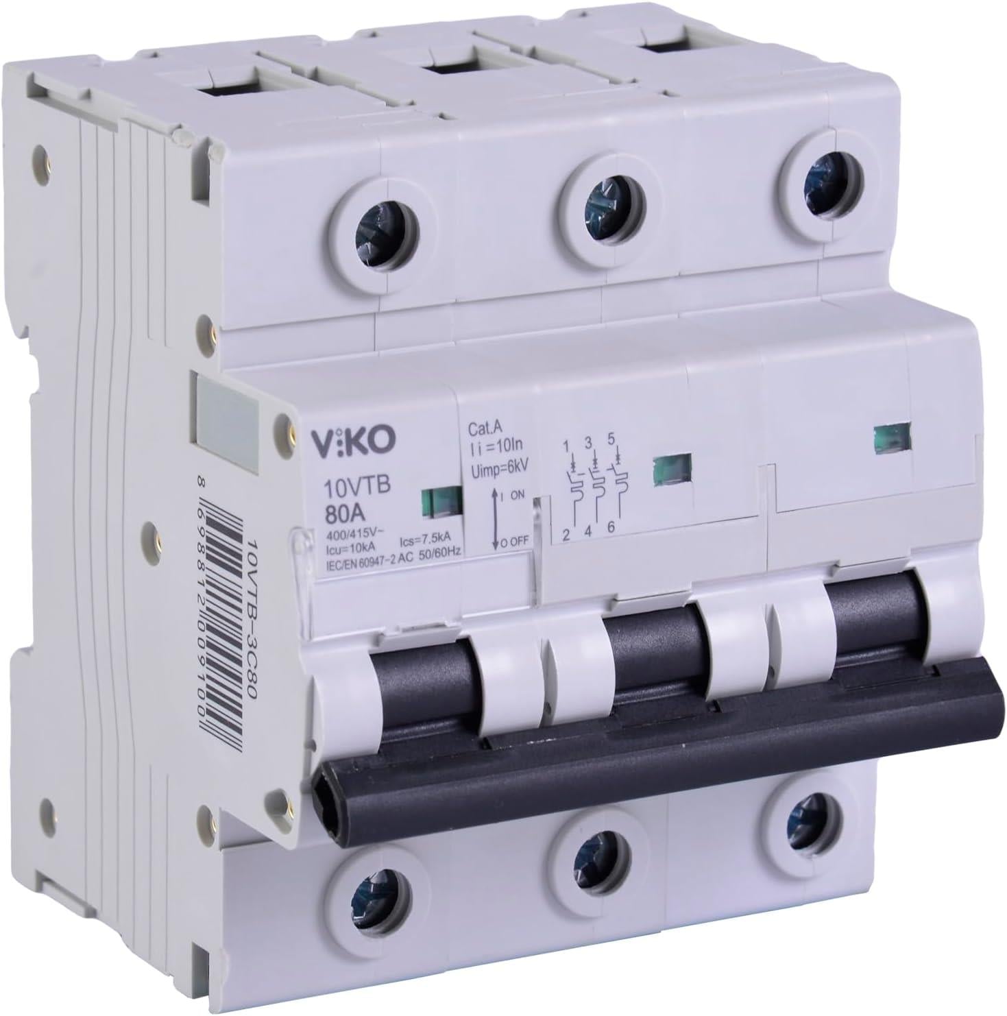 Viko 10VTB-3C80 Otomatik Sigorta 10kA C Tipi 3 Kutup 80A