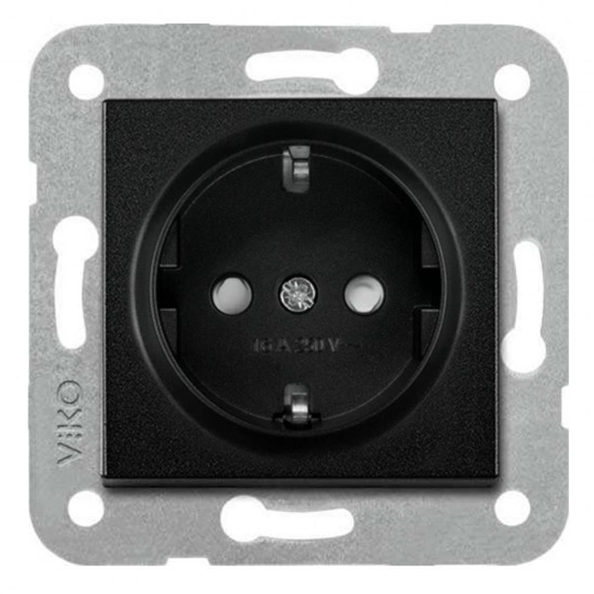 VİKO 92605542 NOVELLA/TRENDA SİYAH TOPRAKLI PRİZ KAPAK (MEKANİZMA HARİÇ)