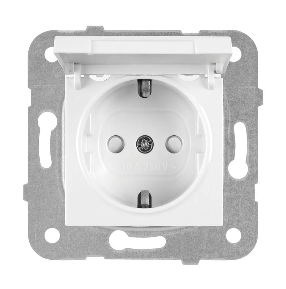 Viko Meridian Çocuk Korumalı Kapaklı Topraklı Priz (Çerçeve Hariç) - Beyaz