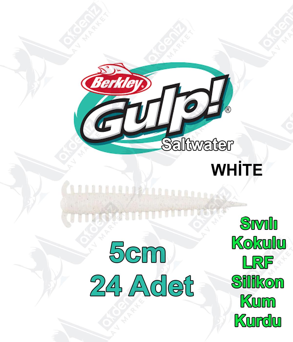 Berkley Gulp Saltwater Sandworm LRF Silikon Kurt 5cm 24'lü Paket #WhiteBERKLEY
