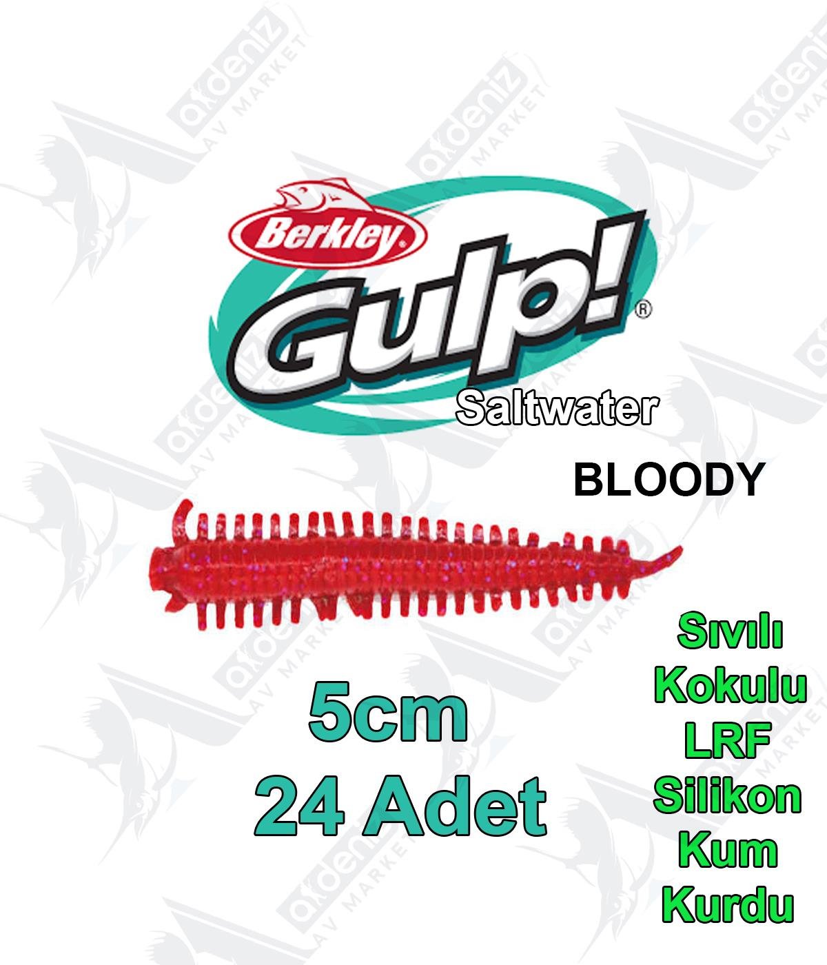 Berkley Gulp Saltwater Sandworm LRF Silikon Kurt 5cm 24'lü Paket #BloodyBERKLEY